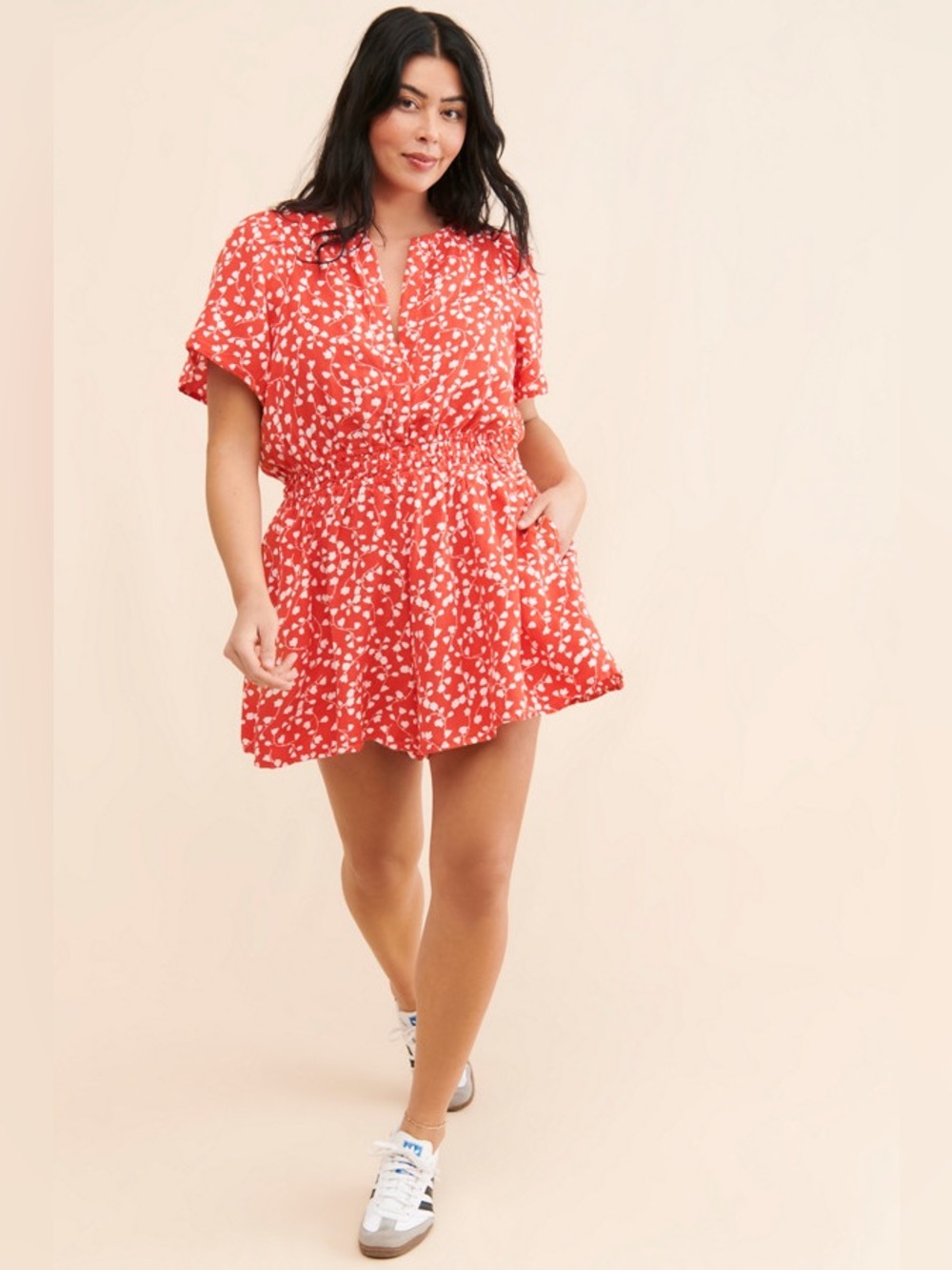 Anthropologie Somerset Linen Edition Red Romper L